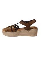 Sandalias Cuña Plataforma Piel Marrón