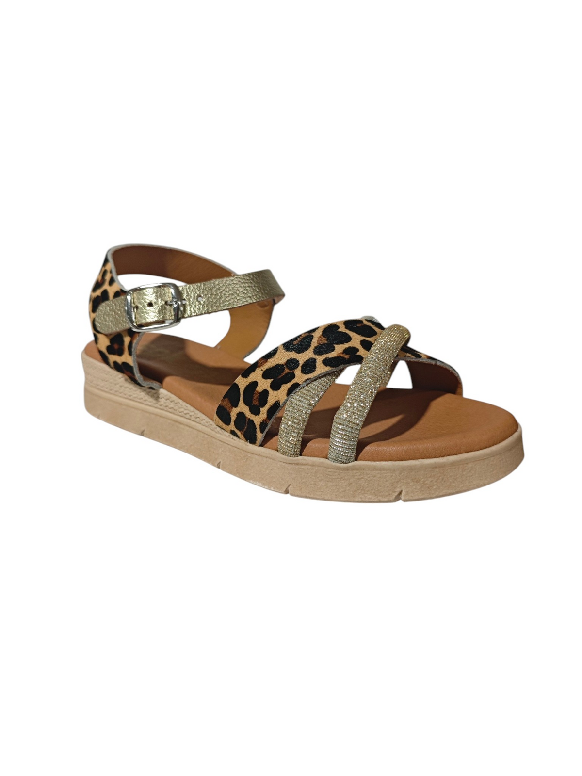 Sandalias Plataforma Leopard Tiras Brillo