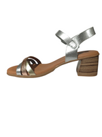 Sandalias Tacón Tiras Metalizadas