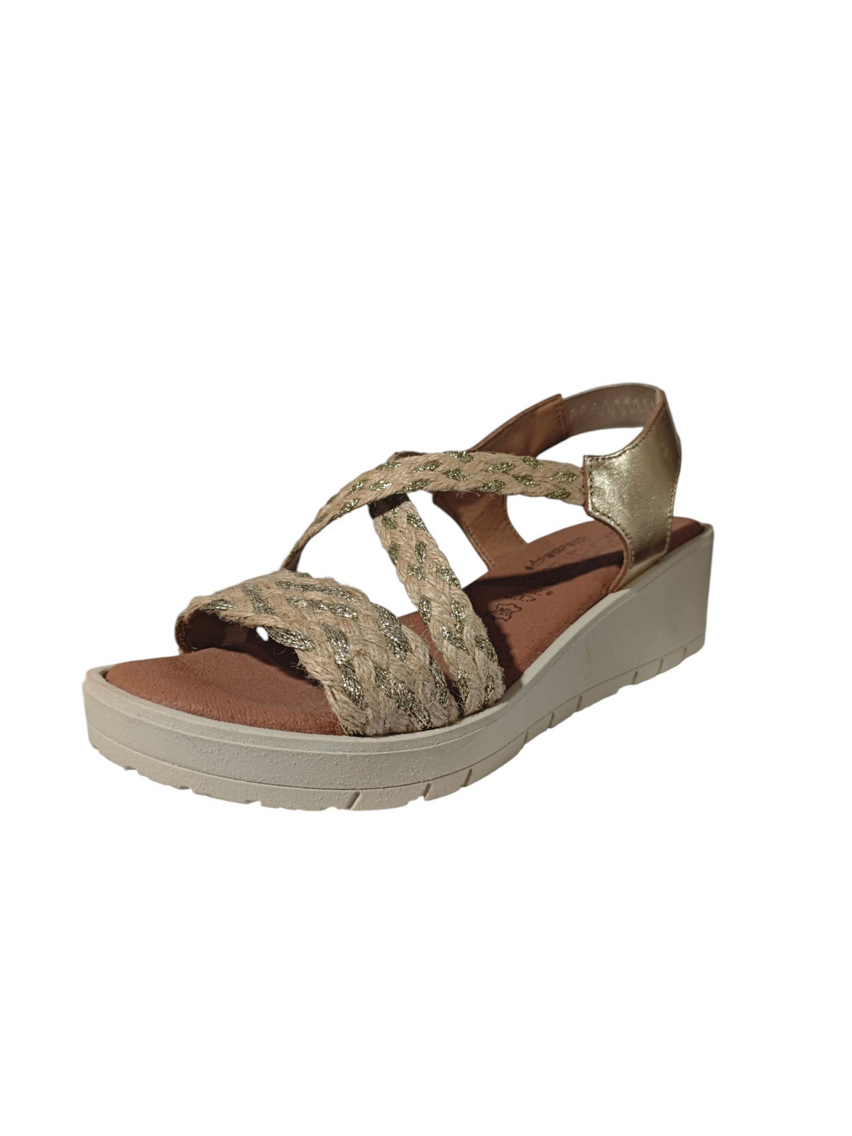 Sandalias Cuña Yute Dorada