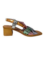 Sandalias Tacón Ancho Tiras Metalizadas